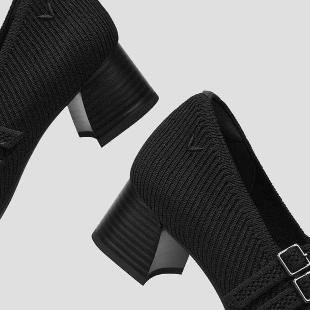 VIVAIA Mary Jane Knit Heels Black‎ Eco Friendly Comfort Work Shoe EU/38 US/7-7.5